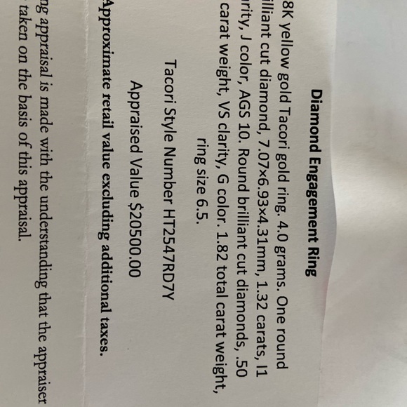 Stunning 1.32 carat appraised at $20,500.00 Authentic TACORI engagement ring. - Picture 5 of 5